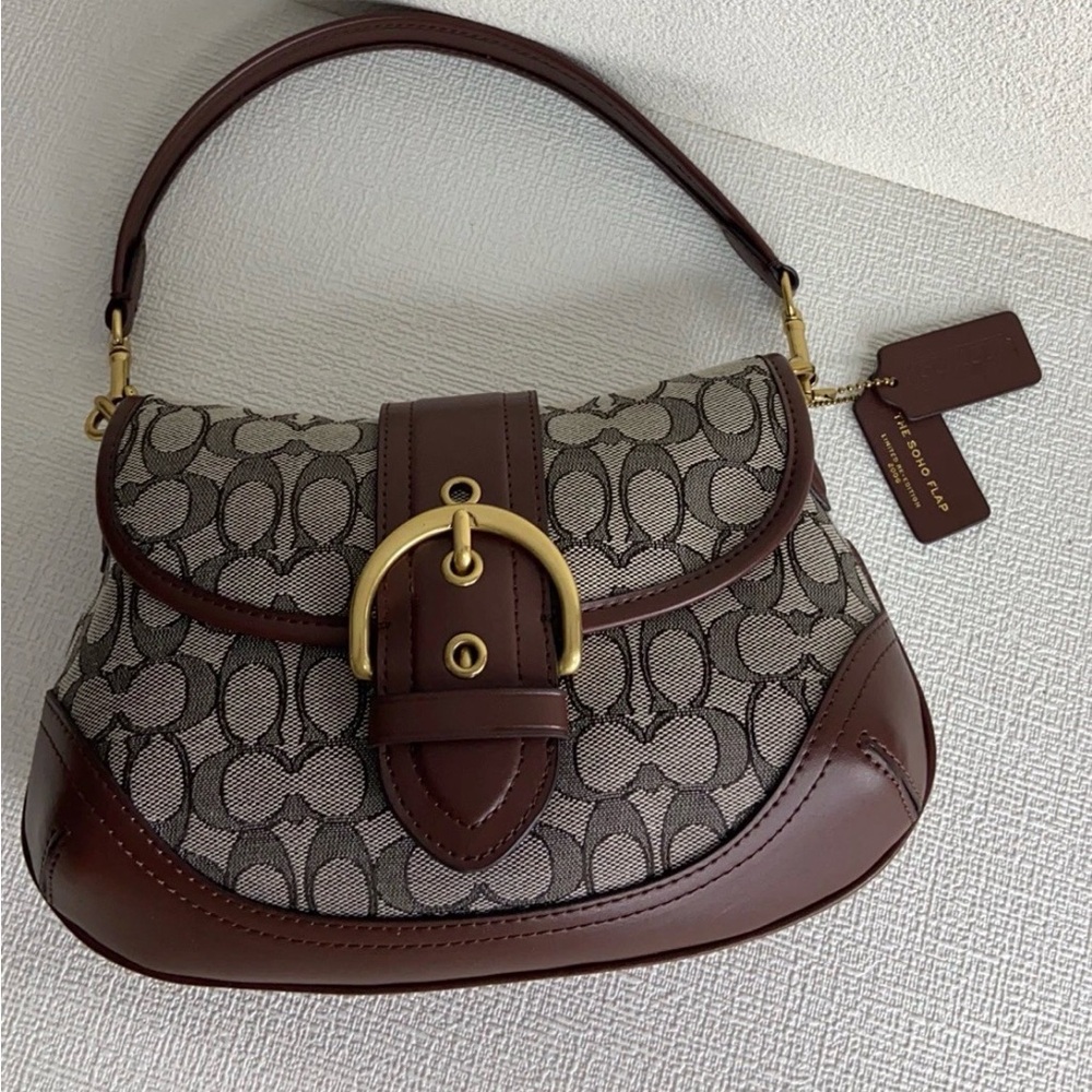 Coach Brown and Tan Signature Shoulder Bag - Picture 7 of 14